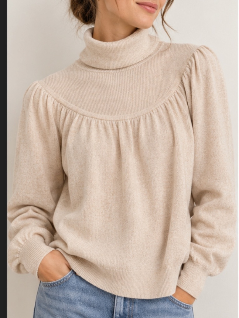 Madewell Oatmeal Beige Turtleneck Sweater Size L